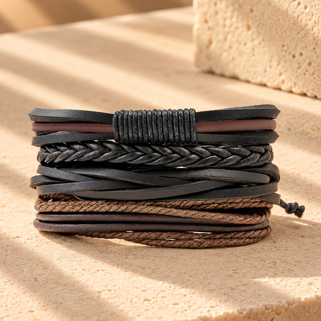 Mason Set of 4 Brown and Black Men's Bracelet
