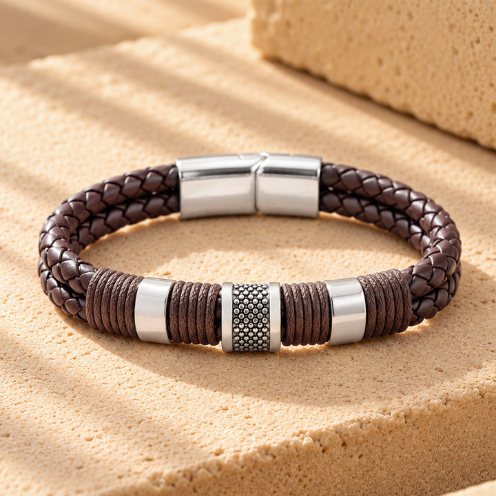 Logan Braided Multi-Strand Brown Men's Bracelet