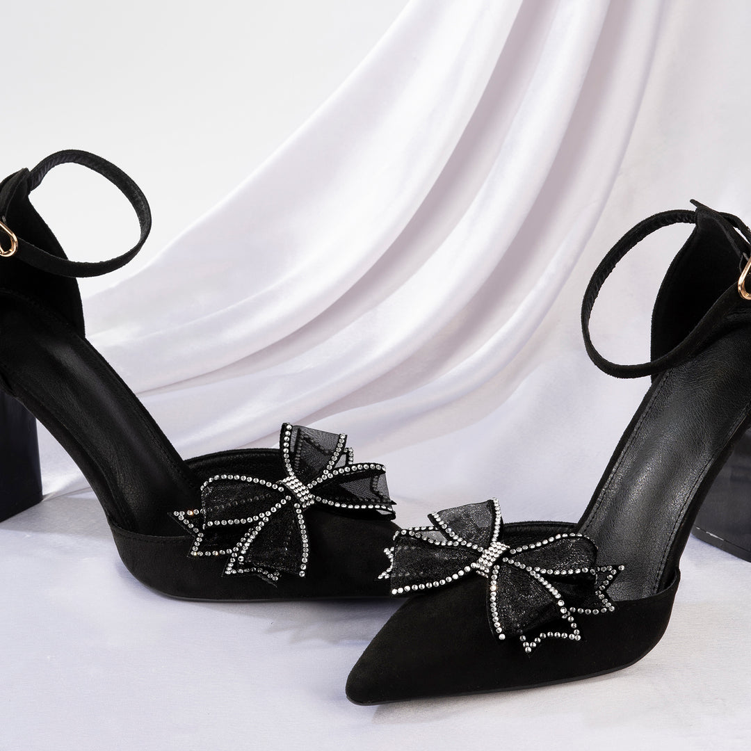 Sparkle Knot Black Shoe Clip