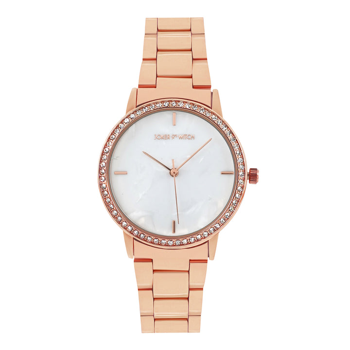 Suzanne white And Pink Ceramic Metallic Strap Watch