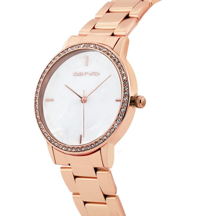 Suzanne white And Pink Ceramic Metallic Strap Watch