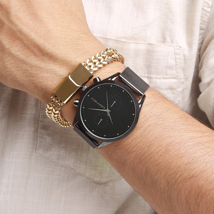 Decima Gunmetal Men's Watch Bracelet Stack