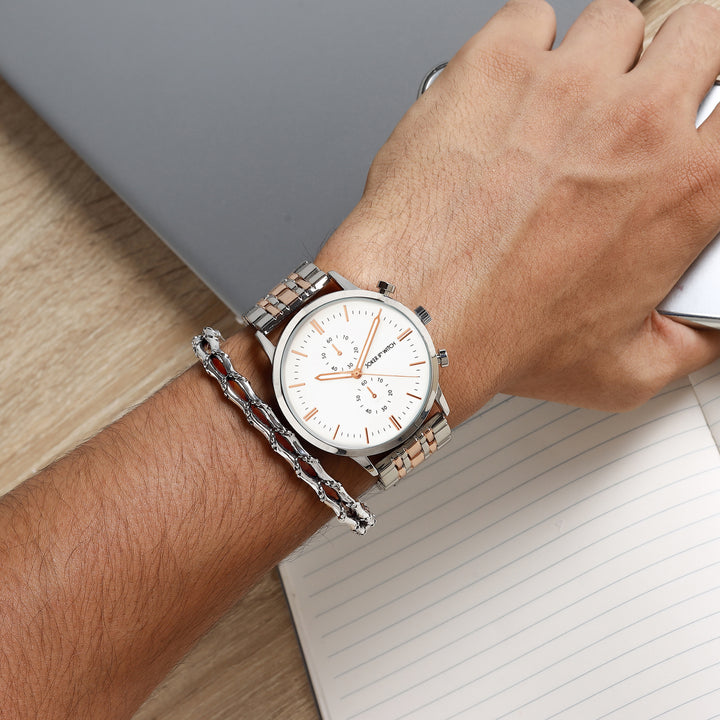 Acacius Silver Men's Watch Bracelet Stack