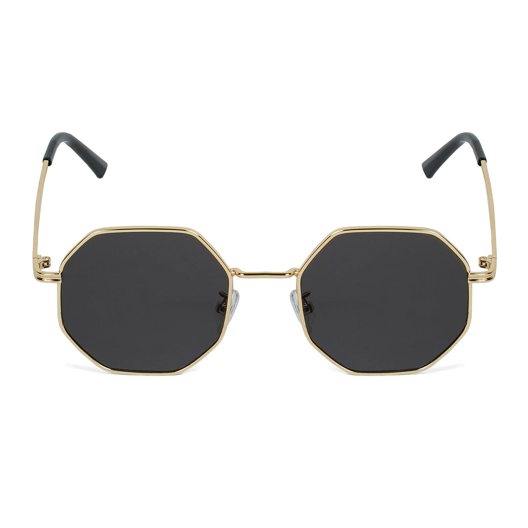 Suga Octagon Round Gold Black Sunglasses