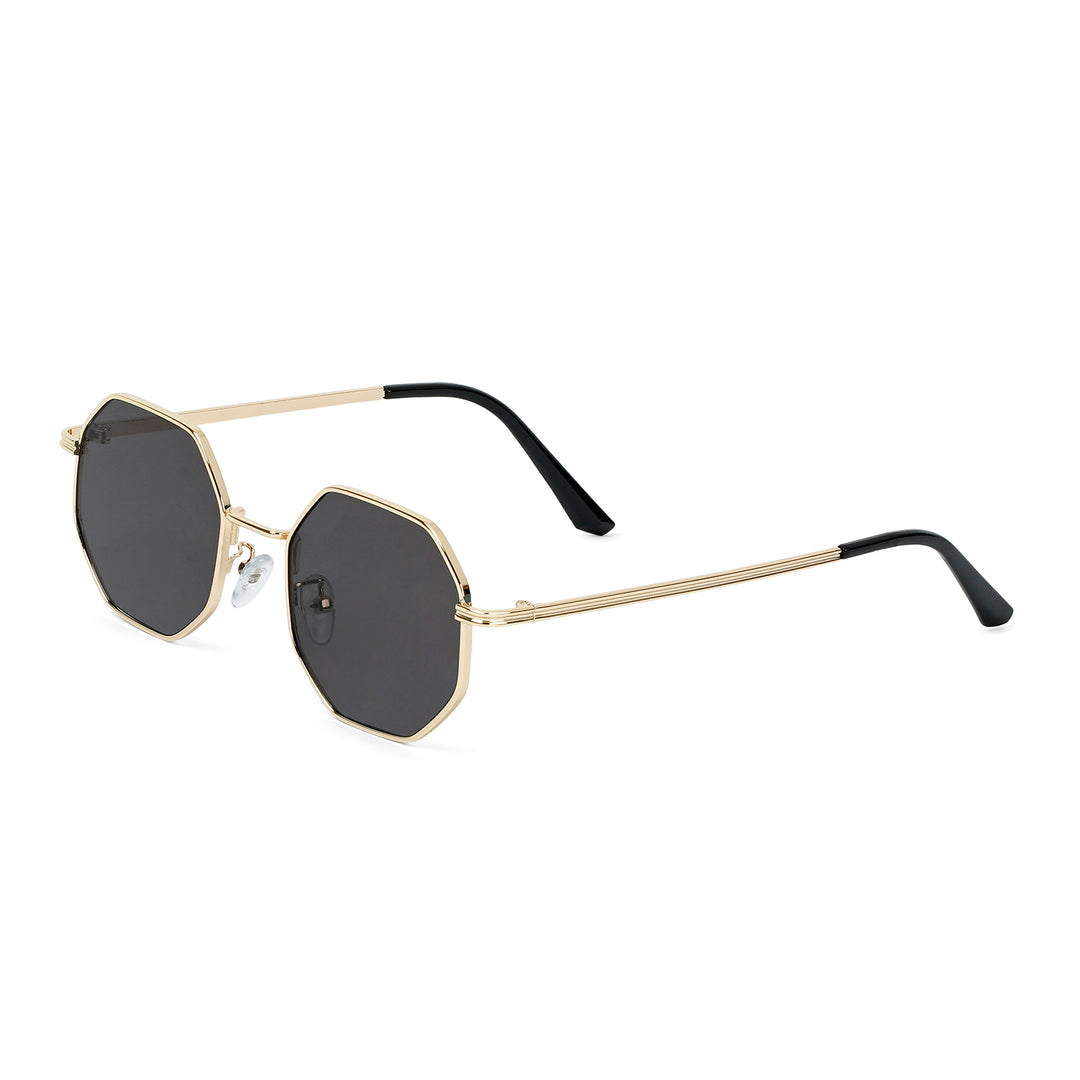 Suga Octagon Round Gold Black Sunglasses