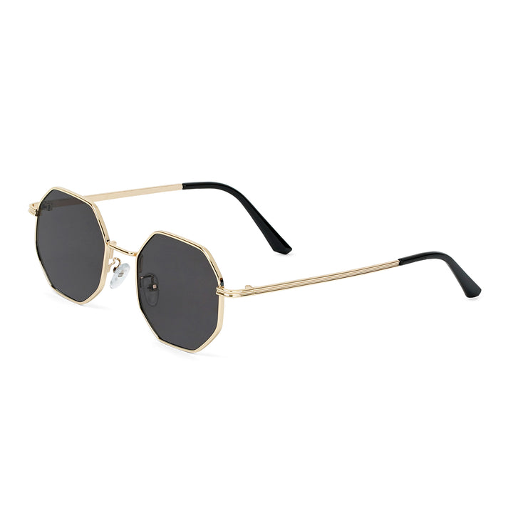 Suga Octagon Round Gold Black Sunglasses