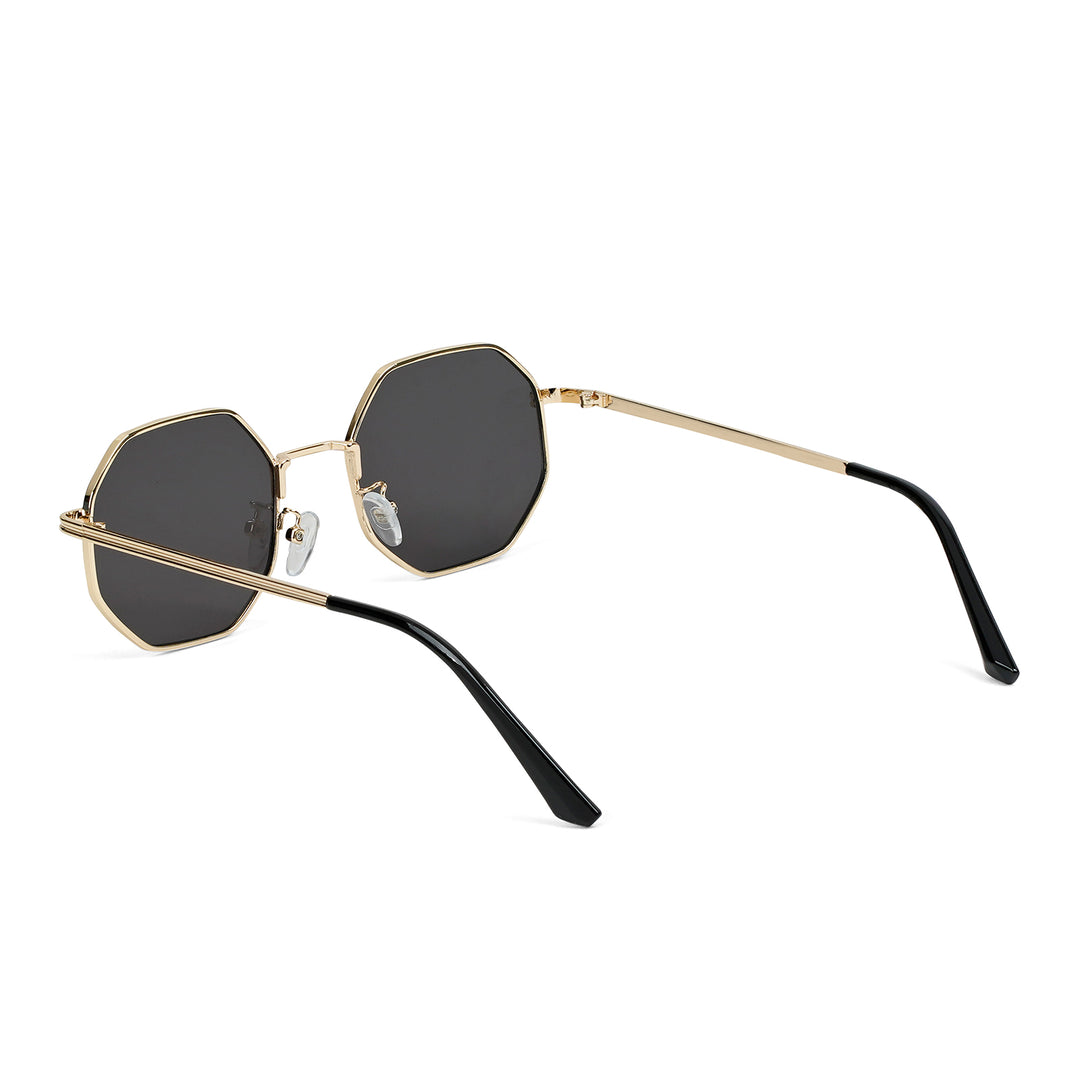 Suga Octagon Round Gold Black Sunglasses