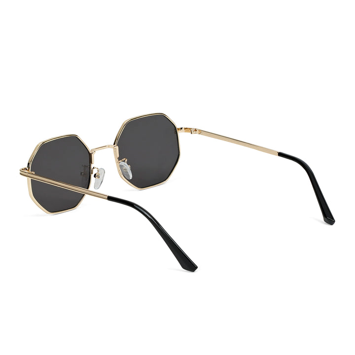 Suga Octagon Round Gold Black Sunglasses