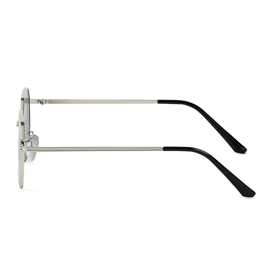 Suga Octagon Round Silver Black Sunglasses