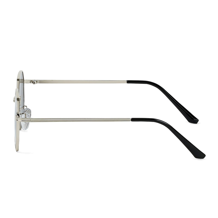 Suga Octagon Round Silver Black Sunglasses