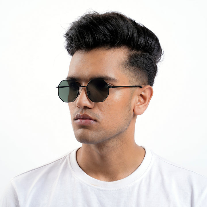 Suga Octagon Round Black and Green Sunglasses