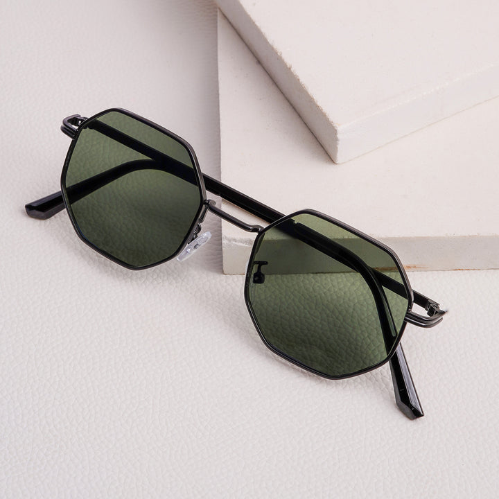 Suga Octagon Round Black and Green Sunglasses