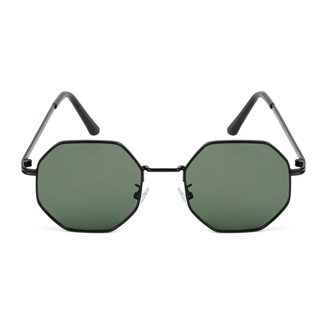Suga Octagon Round Black and Green Sunglasses