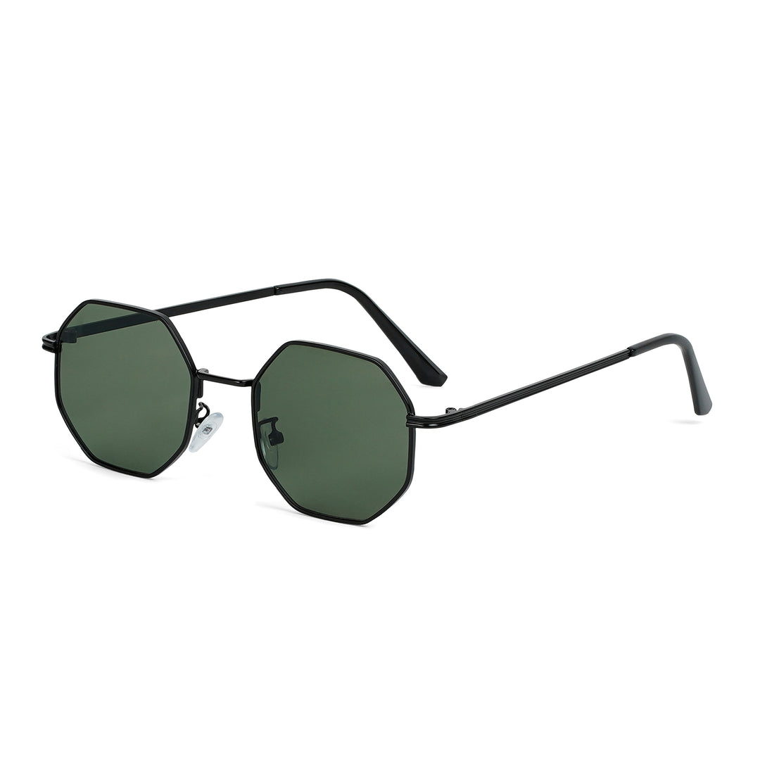 Suga Octagon Round Black and Green Sunglasses