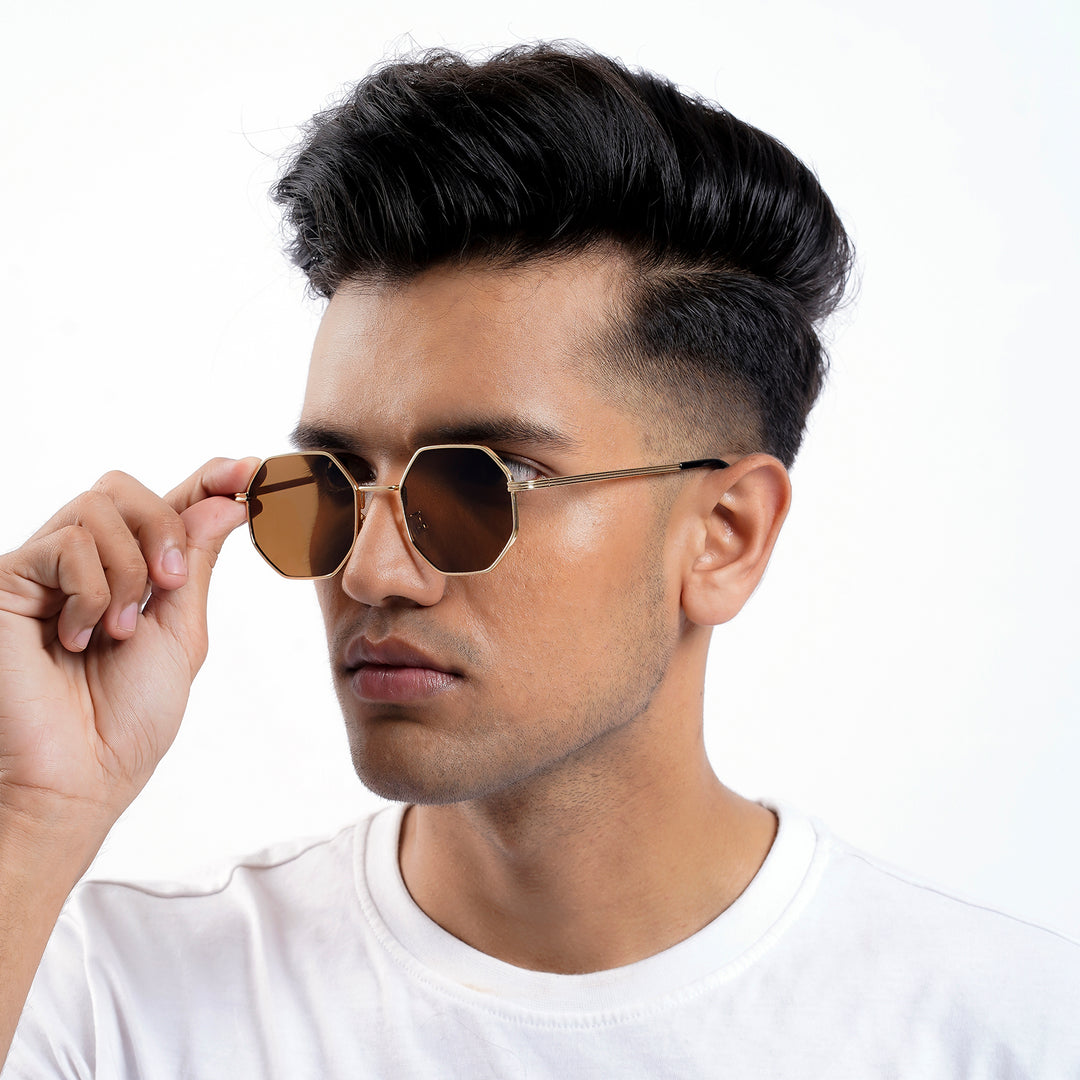 Suga Octagon Round Brown Sunglasses