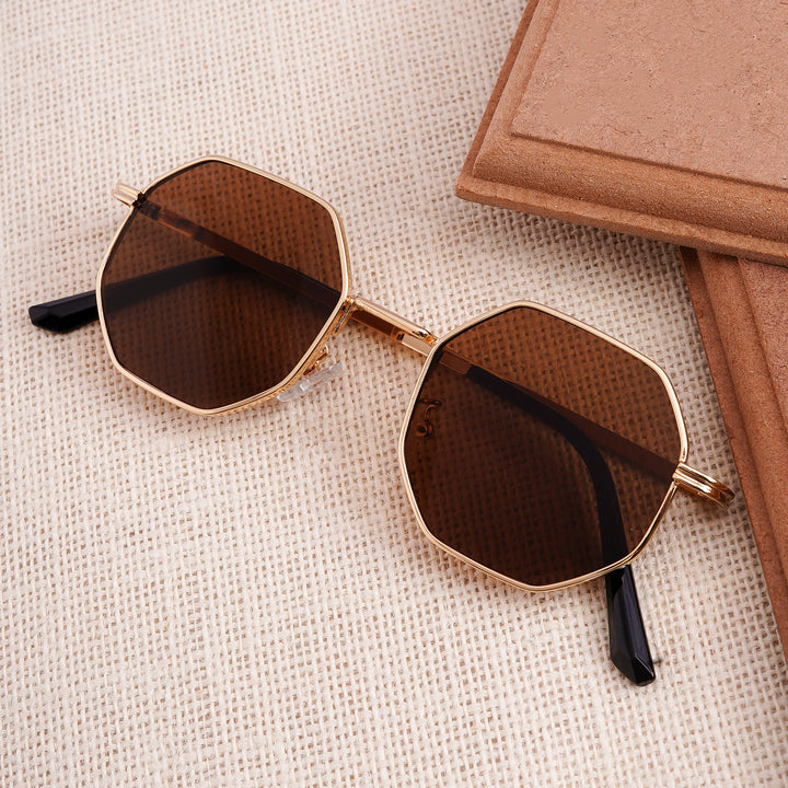 Suga Octagon Round Brown Sunglasses