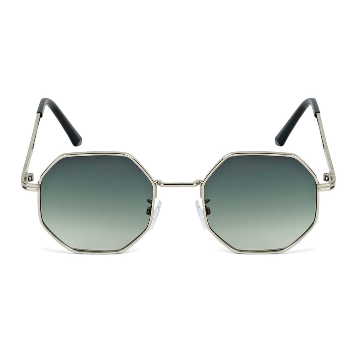 Suga Octagon Round Silver And Green Sunglasses