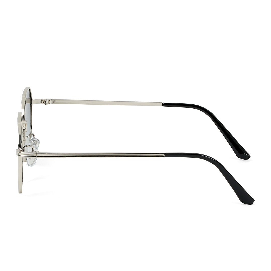 Suga Octagon Round Silver And Green Sunglasses