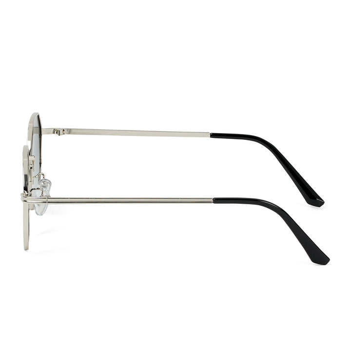 Suga Octagon Round Silver And Green Sunglasses