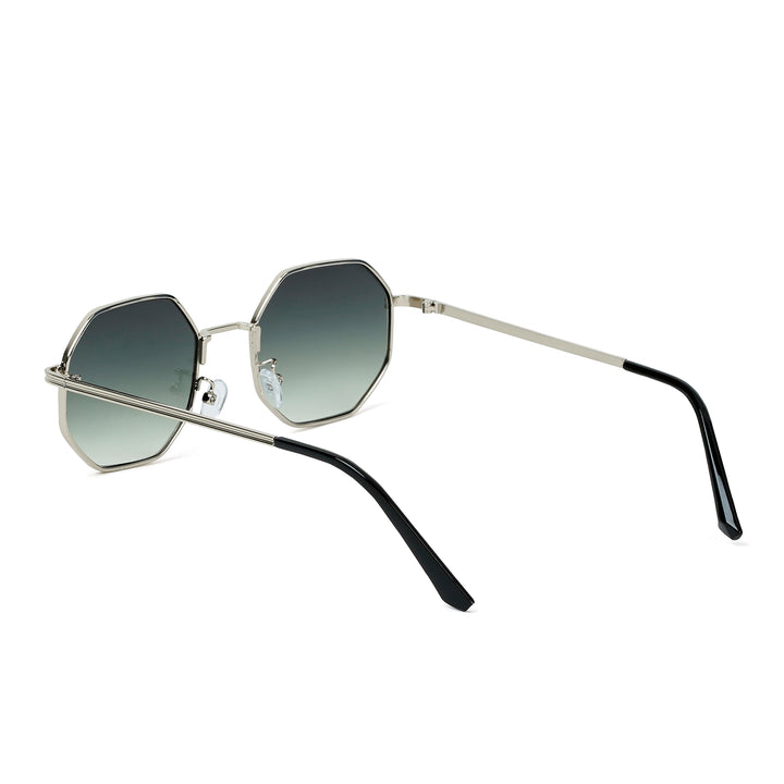 Suga Octagon Round Silver And Green Sunglasses