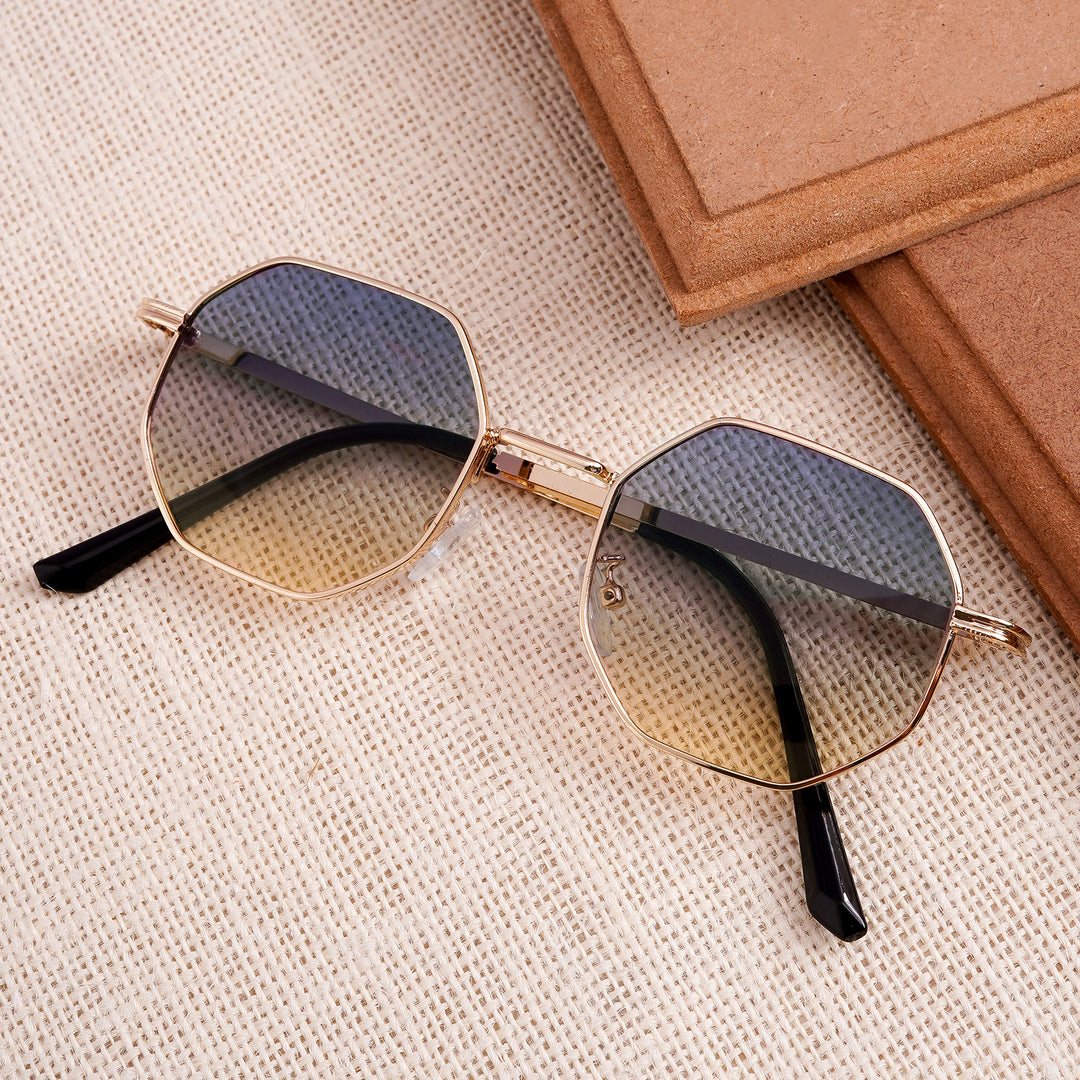Suga Octagon Round Blue and Yellow Sunglasses