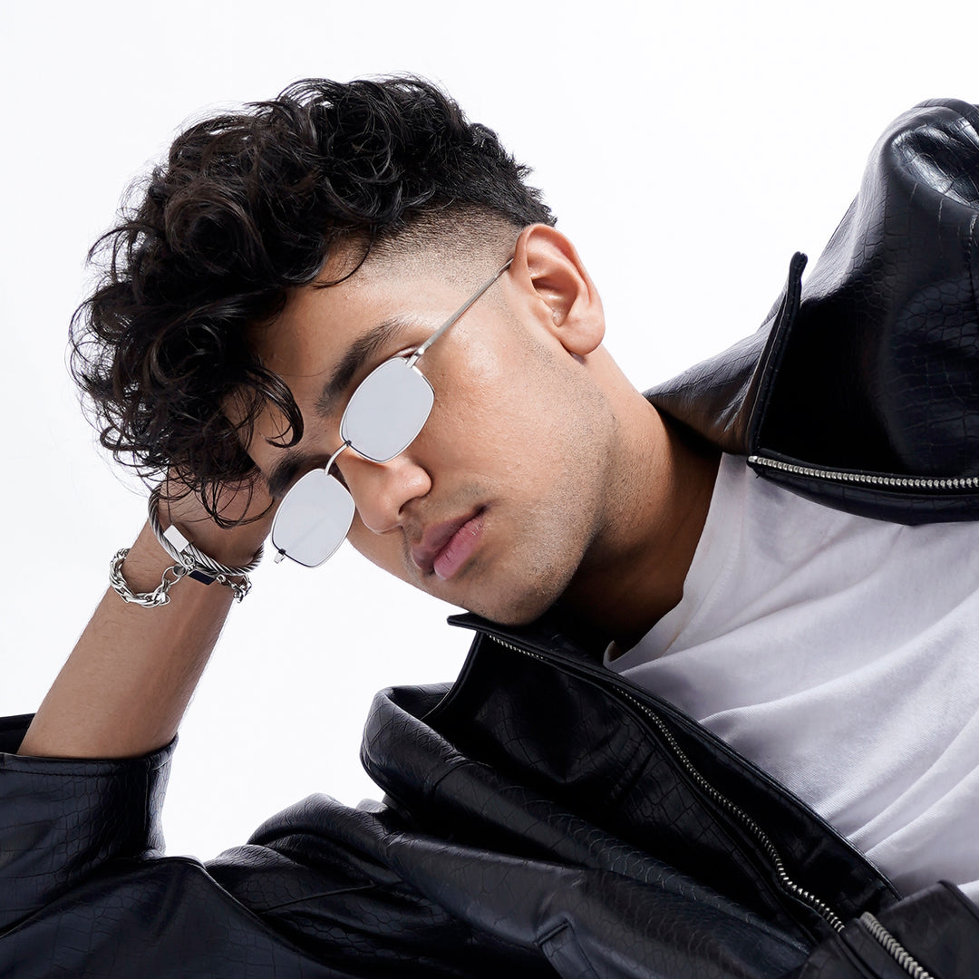Jisu Rectangle Grey Sunglasses