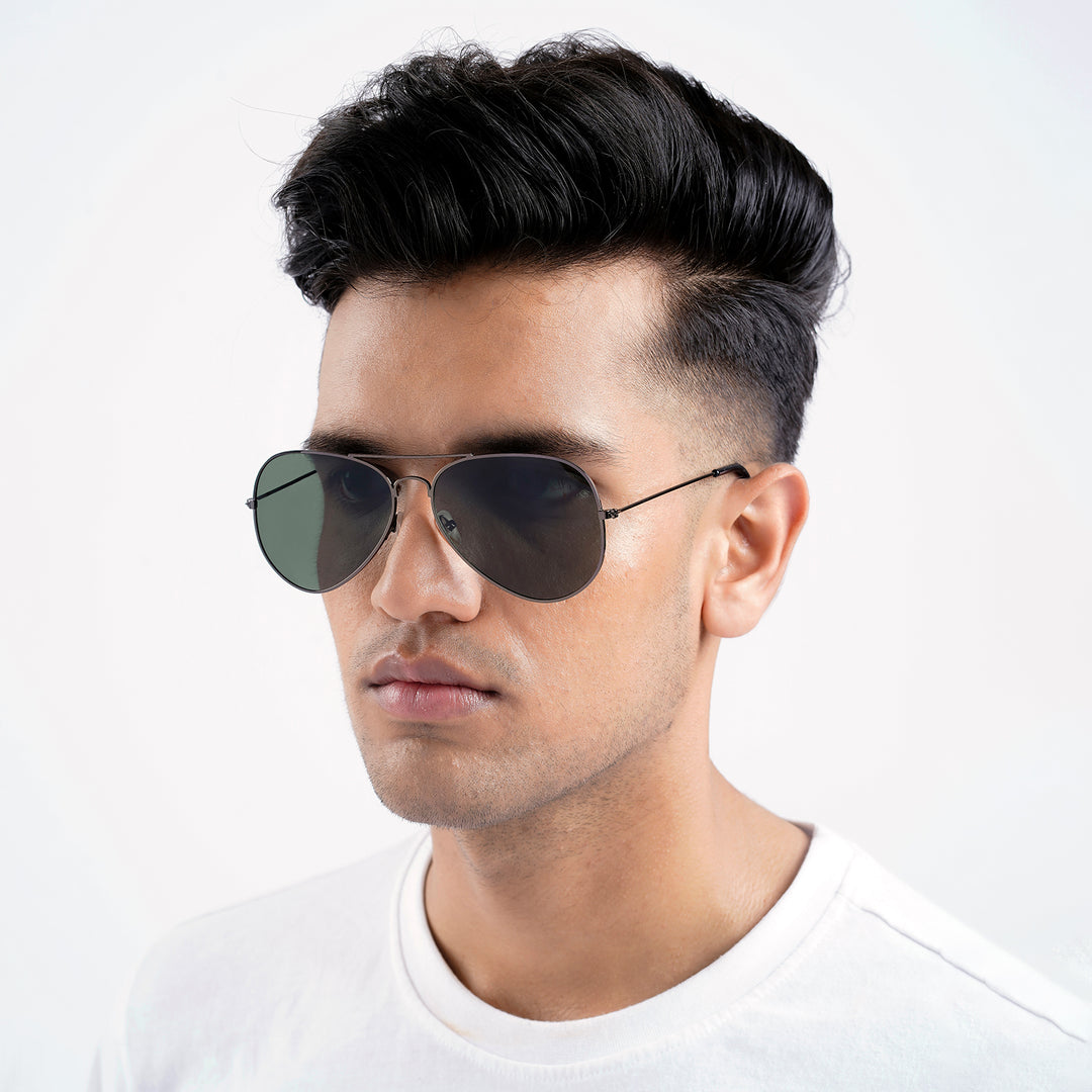 Rafael Black & Green Aviator Sunglasses