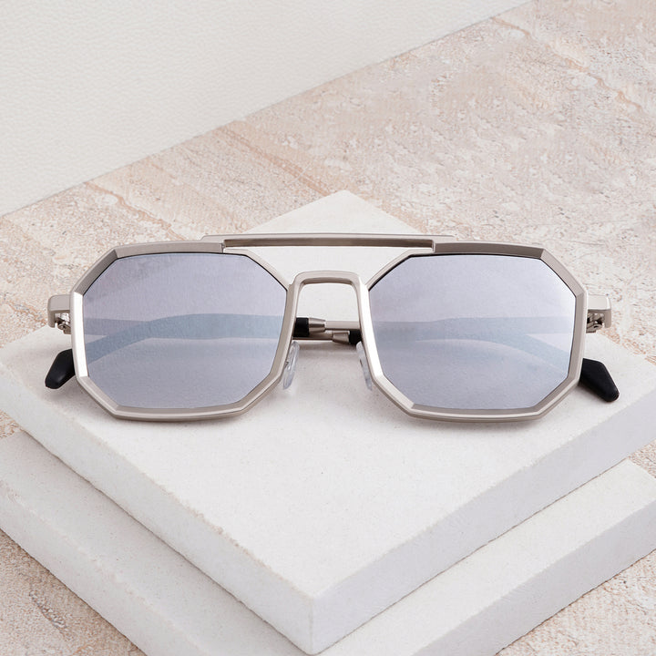 Urbano Silver Grey Rectangular Aviators