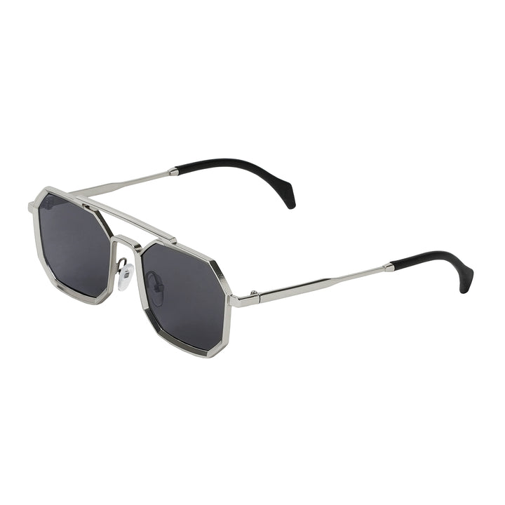 Urbano Silver Black Rectangular Aviators