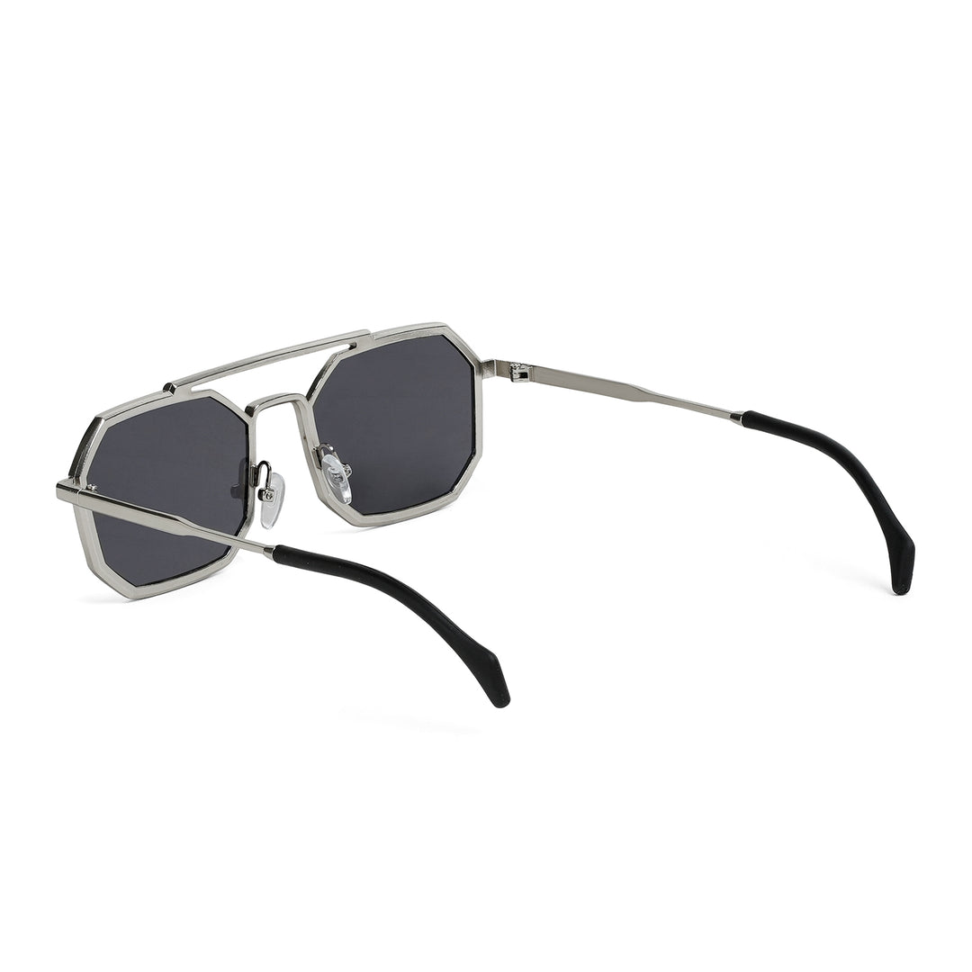 Urbano Silver Black Rectangular Aviators
