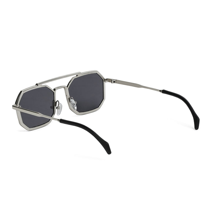Urbano Silver Black Rectangular Aviators