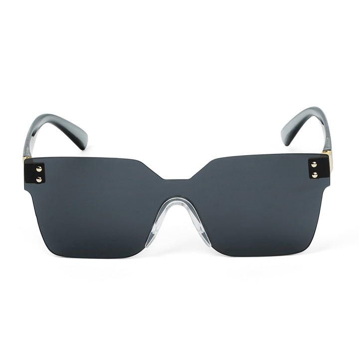 Tenzin Rimless Black Tinted Oversized Sunglasses