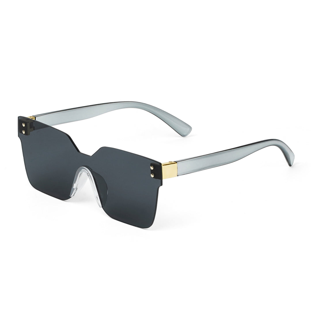 Tenzin Rimless Black Tinted Oversized Sunglasses