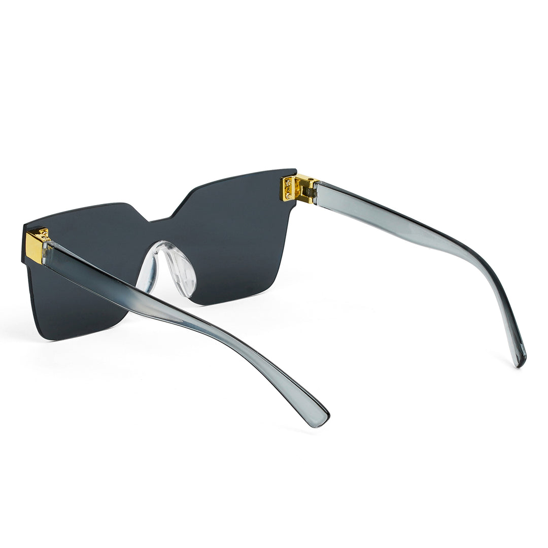 Tenzin Rimless Black Tinted Oversized Sunglasses