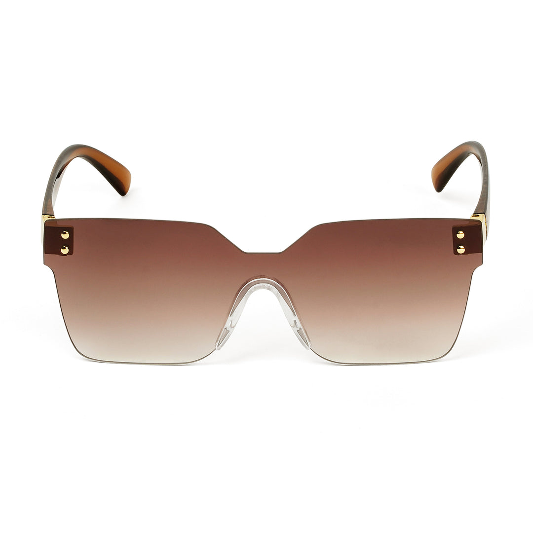 Tenzin Rimless Brown Tinted Oversized Sunglasses