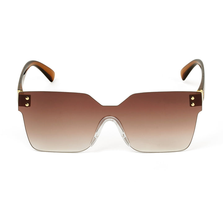 Tenzin Rimless Brown Tinted Oversized Sunglasses