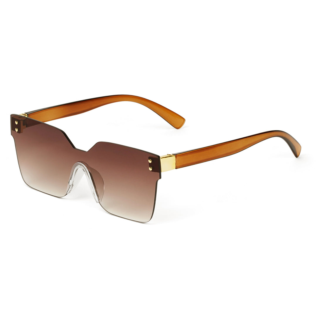 Tenzin Rimless Brown Tinted Oversized Sunglasses
