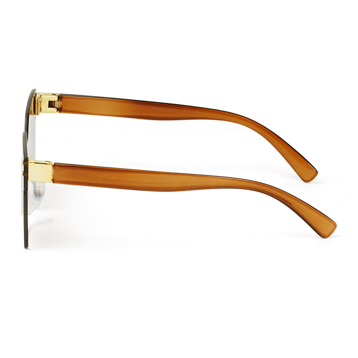 Tenzin Rimless Brown Tinted Oversized Sunglasses