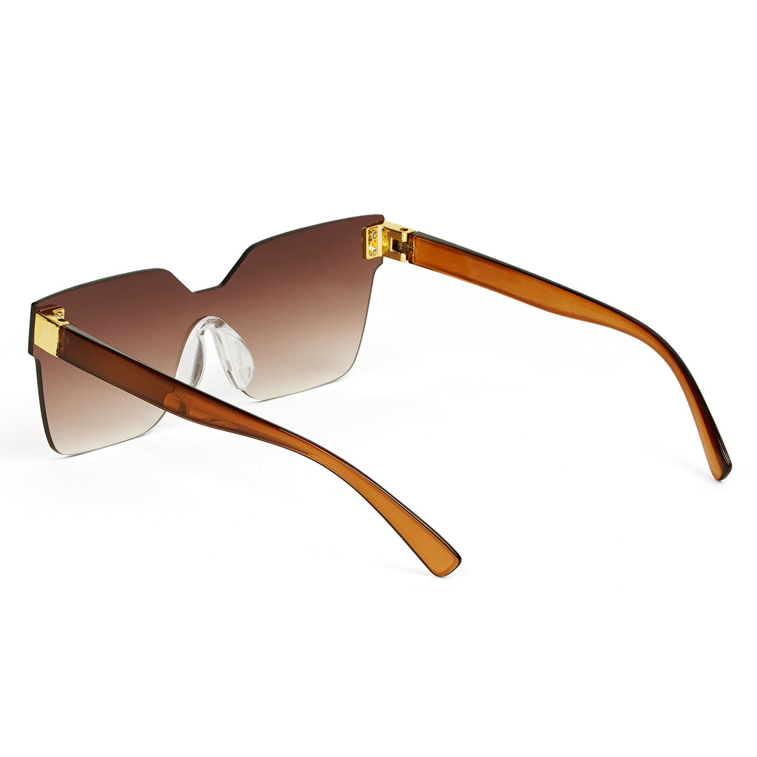 Tenzin Rimless Brown Tinted Oversized Sunglasses