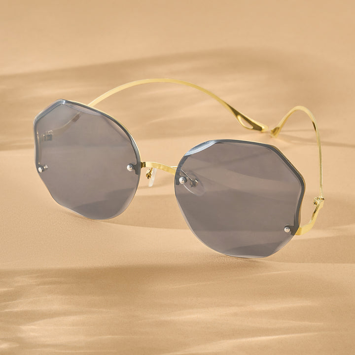 Fetucia Octagon Round Black Sunglasses