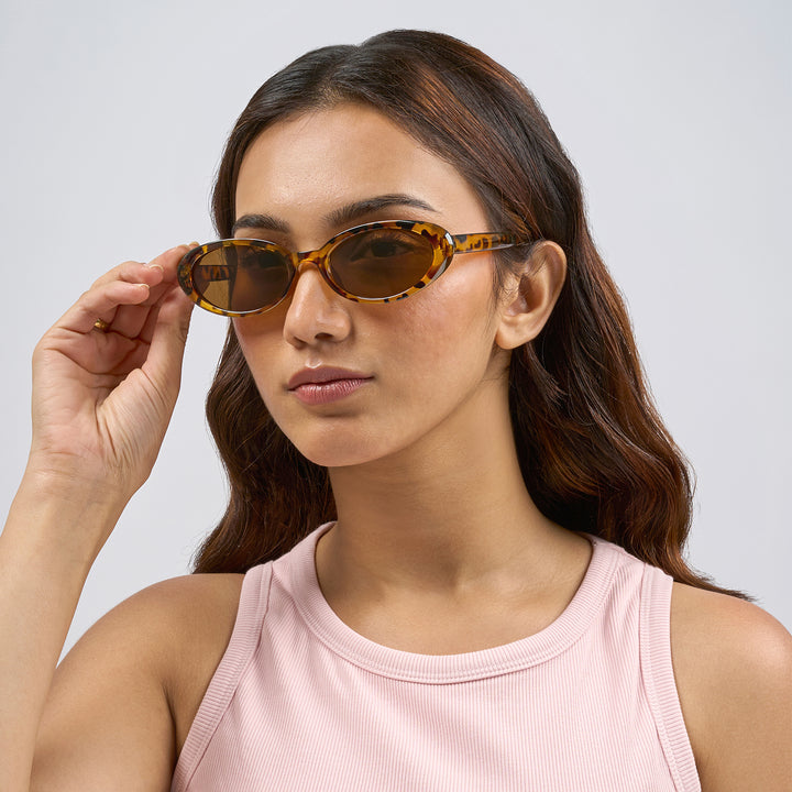 Kyoko Oval Leopard Print Sunglasses