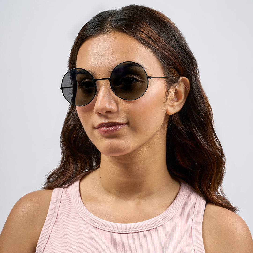 Dusk Round Black Frame Sunglasses