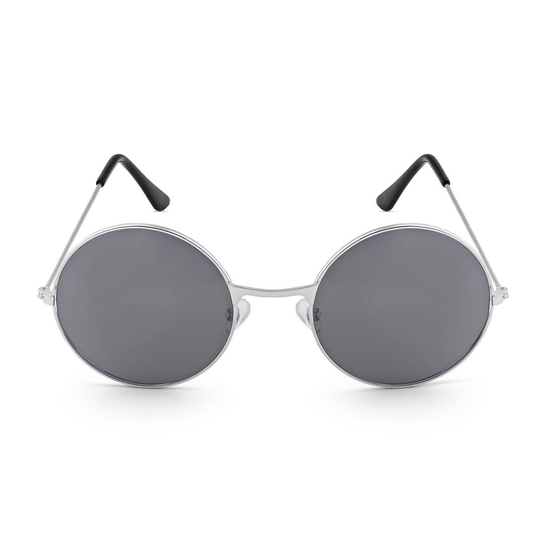 Dusk Round Black Silver Rimmed Frame Sunglasses