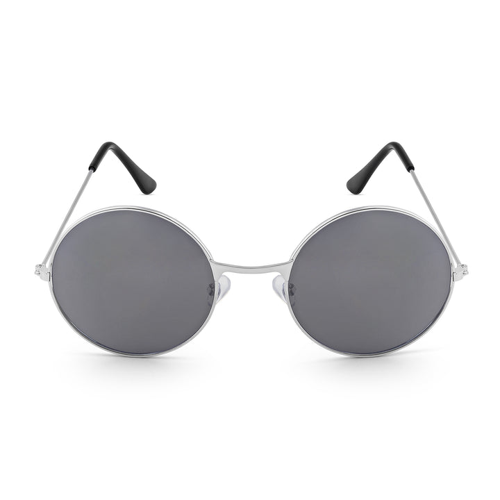 Dusk Round Black Silver Rimmed Frame Sunglasses