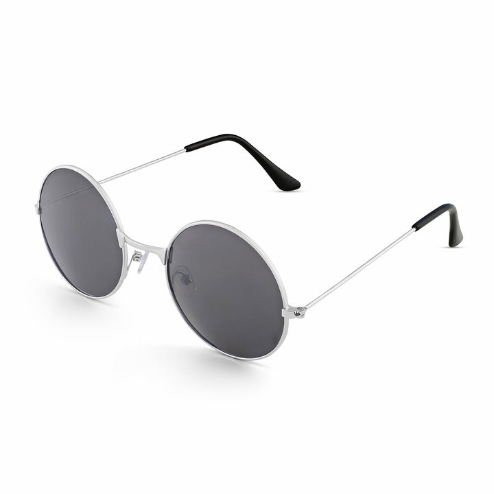 Dusk Round Black Silver Rimmed Frame Sunglasses