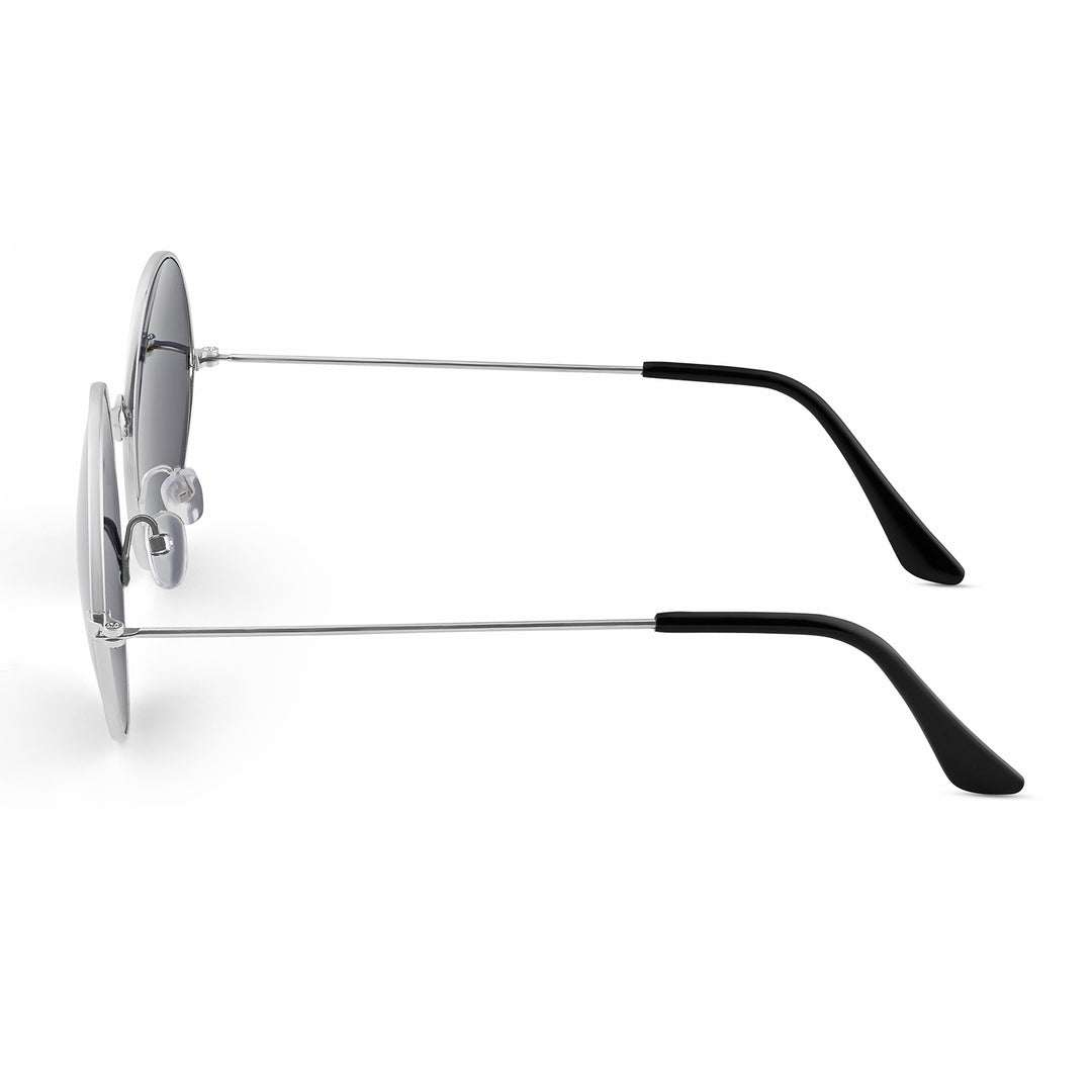 Dusk Round Black Silver Rimmed Frame Sunglasses