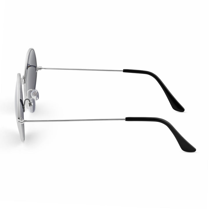 Dusk Round Black Silver Rimmed Frame Sunglasses