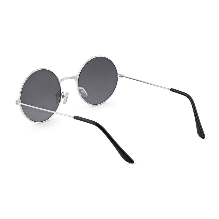 Dusk Round Black Silver Rimmed Frame Sunglasses
