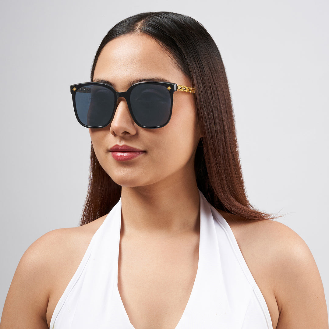 Deme Wayfarer Black and Gold Sunglasses