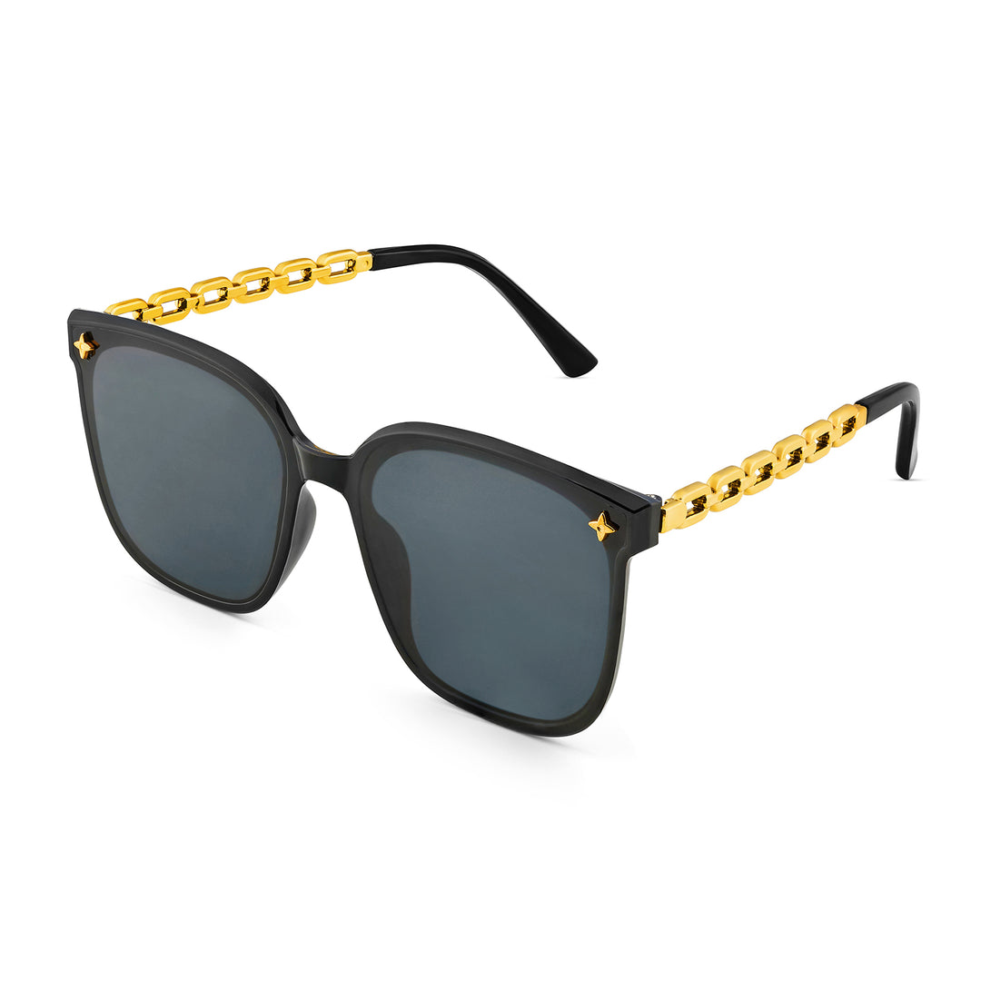Deme Wayfarer Black and Gold Sunglasses